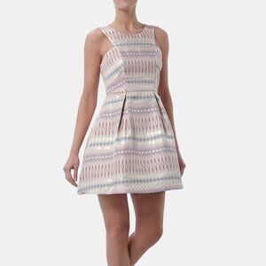 BCBG LIKE NEW pastel metallic A line peplum feminine cocktail mini dress size 2
